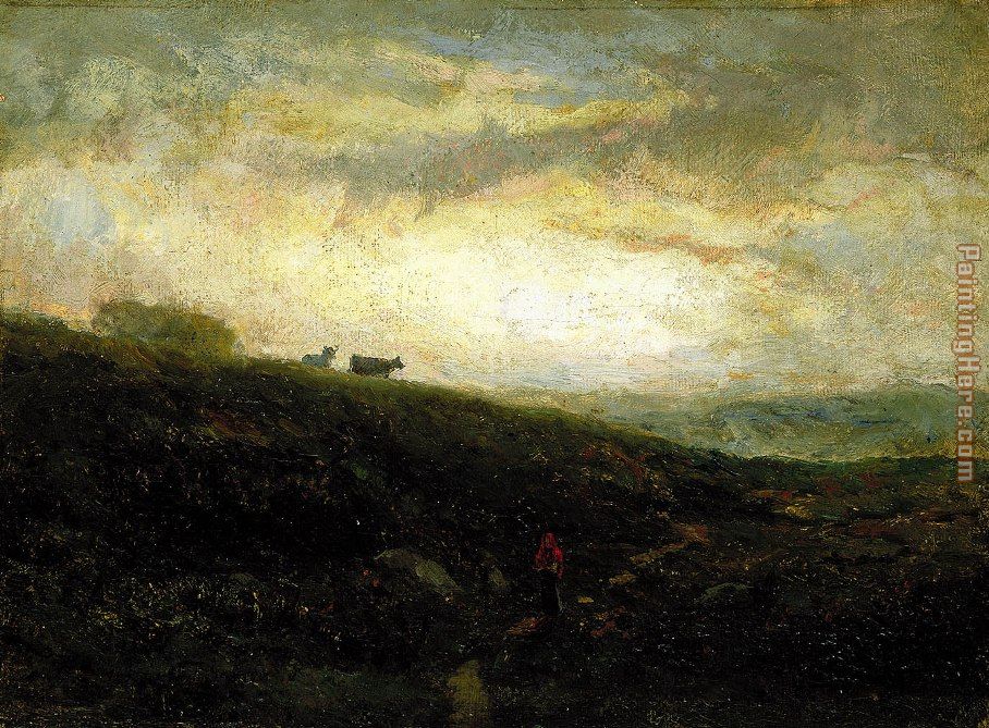 Edward Mitchell Bannister cows descending hillside